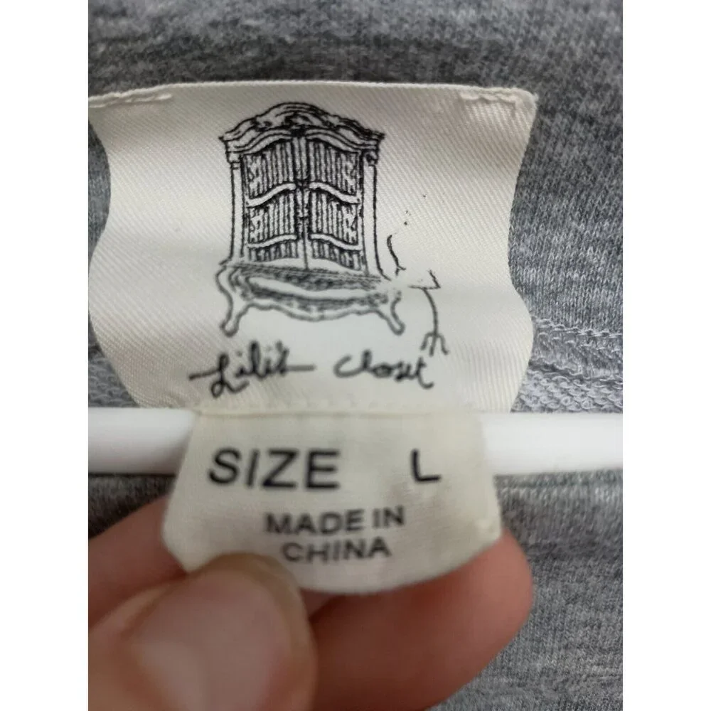 Anthropologie LIli's Closet Womens Top Large Gray‎ Striped Hem Pullover BOHO - Picture 10 of 11